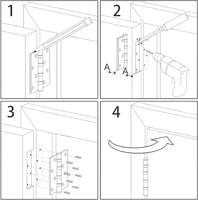42 Pack Rounded Door Hinges Brushed Nickel 3.5 Inch Interior 5/8" 3-1/2&...