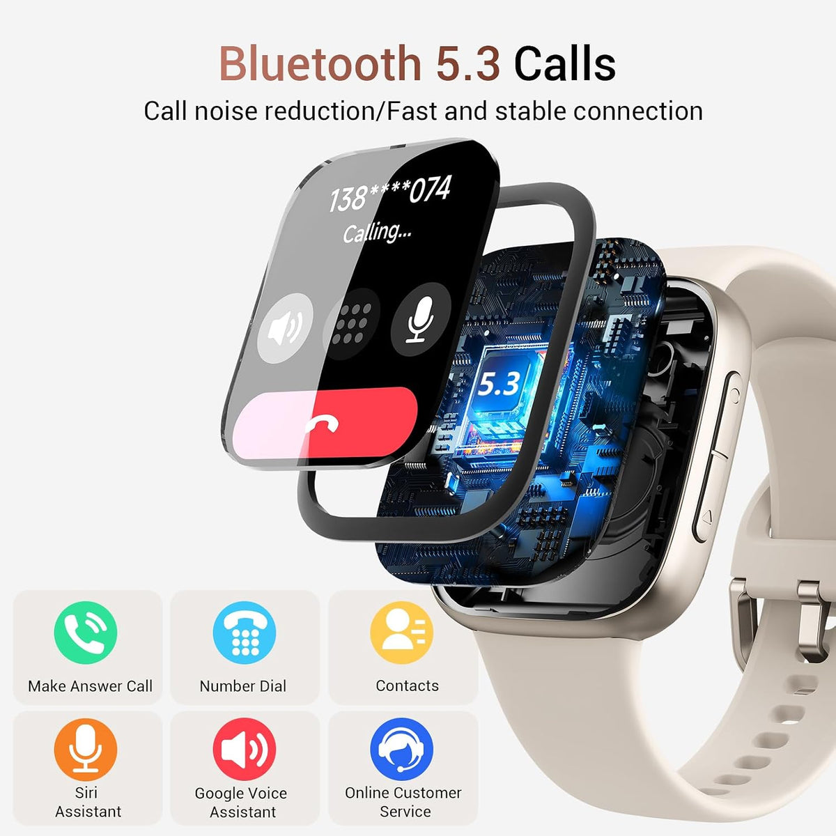 Smart Watch for Women/Men, Answer/Make Call, 1.85" AMOLED Always-On Screen