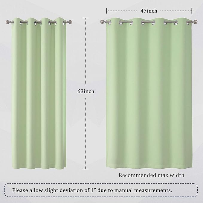 DUALIFE Light Green Blackout Curtain Panels/Drapes (Set of 2)