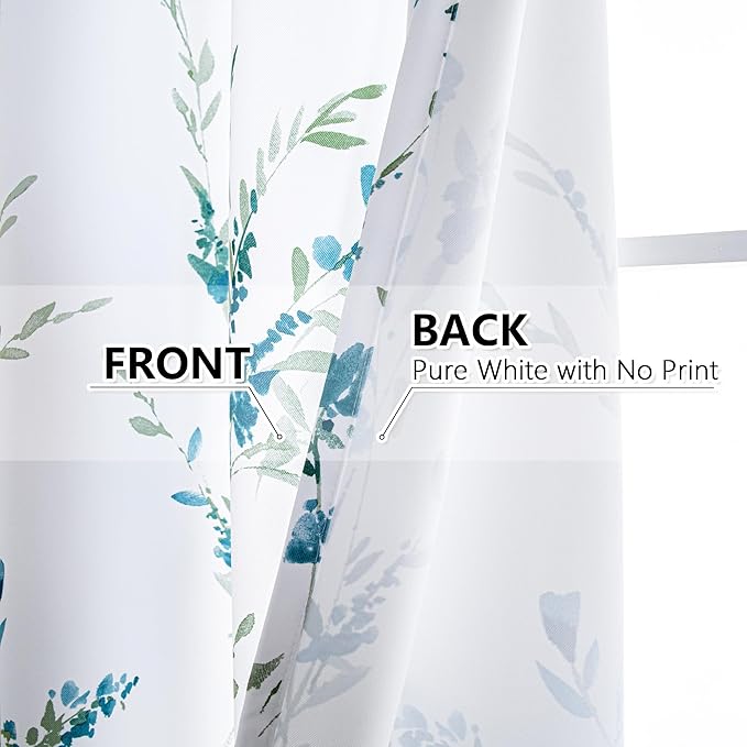 MYSKY HOME 54 inch Floral Curtains, Light Filtering, Thermal Insulated