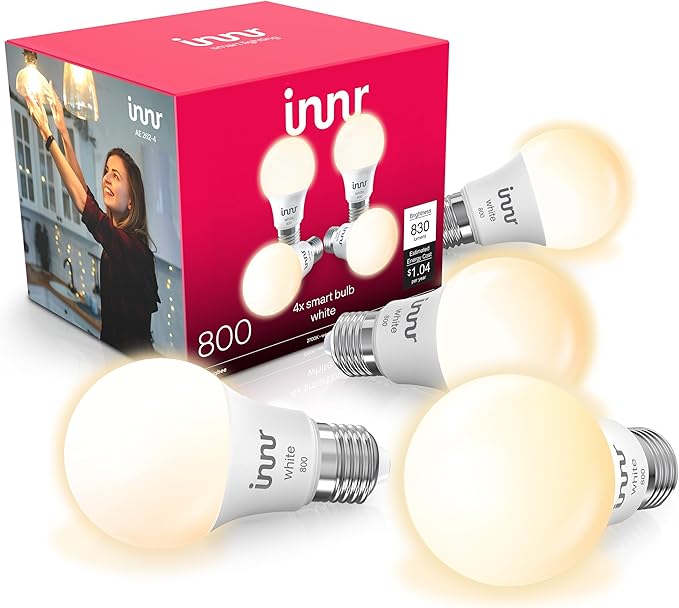 innr Smart Light Bulbs, A19 Zigbee, Works (4-Pack)