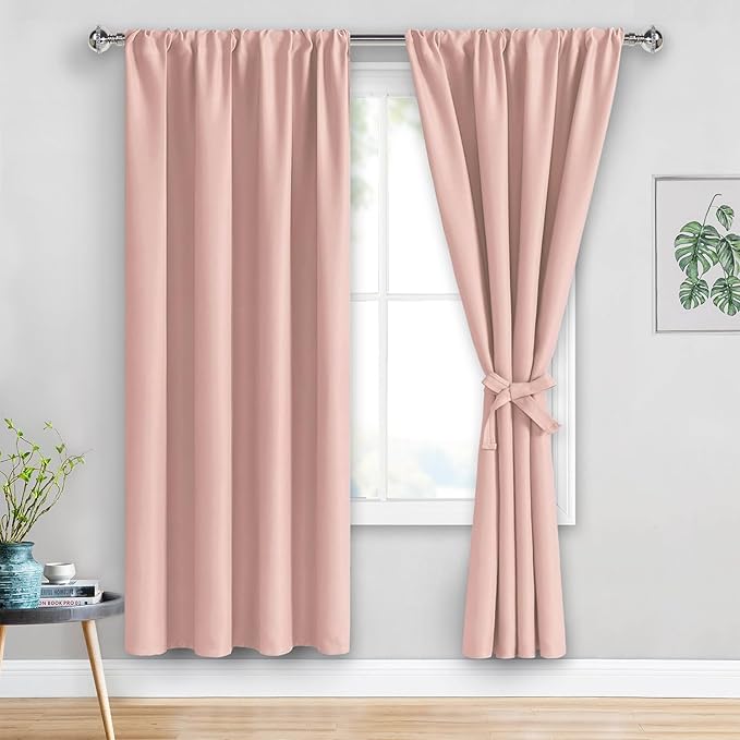 JIUZHEN Blush Pink Blackout Curtains