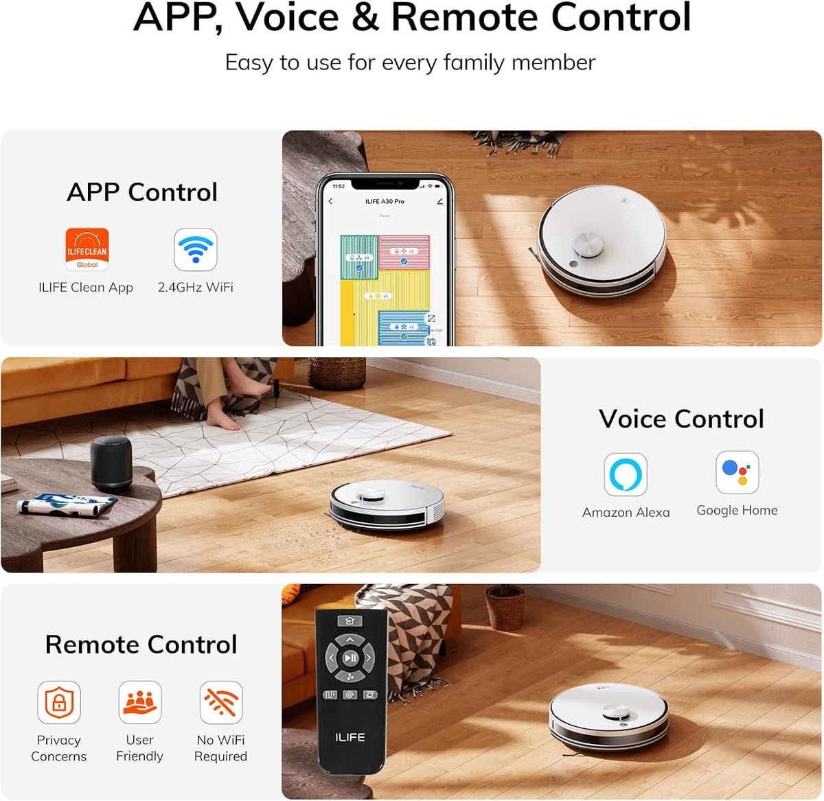 ILIFE A30 Pro Robot Vacuum and Mop,10000Pa Max Suction, Self-Emptying