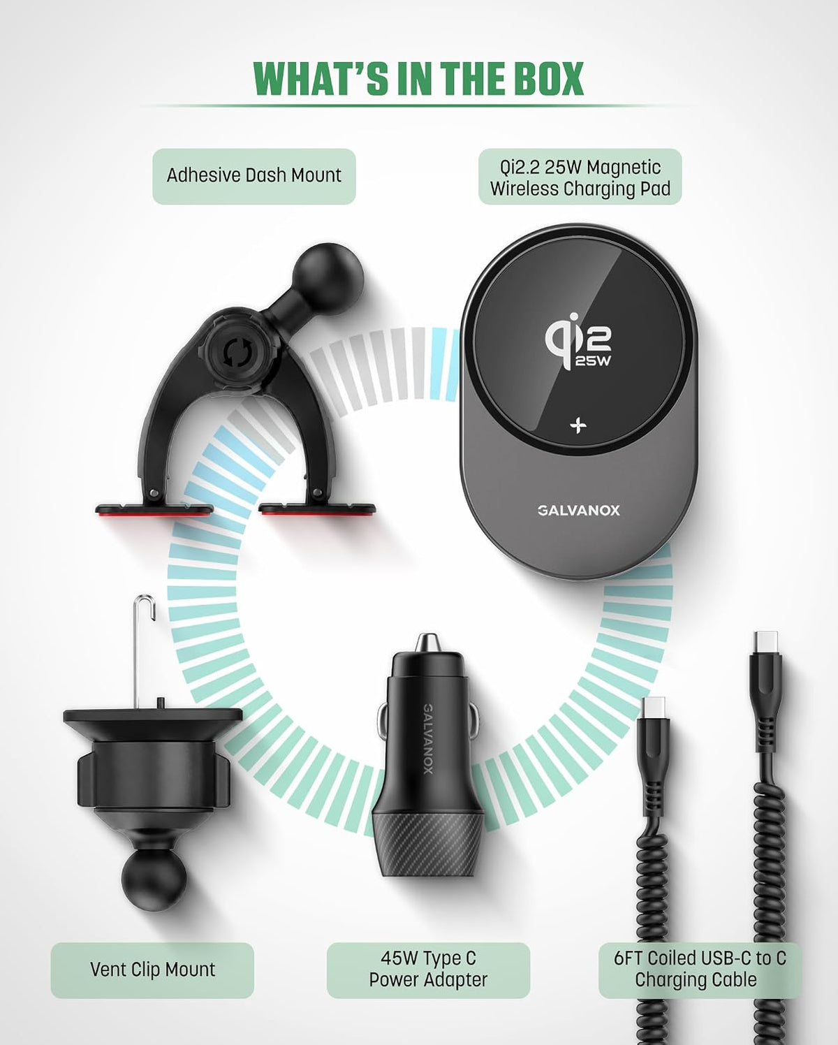 Galvanox Magnetic Wireless Car Charger Mount for Samsung Galaxy Phones, Qi2.2...