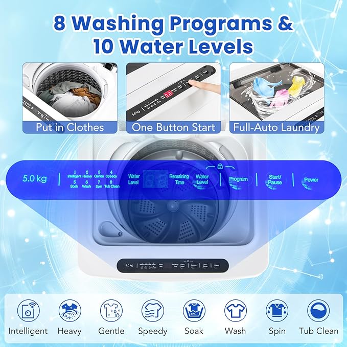 COSTWAY Portable Washing Machine, 11 LBS Full Automatic Portable Washer
