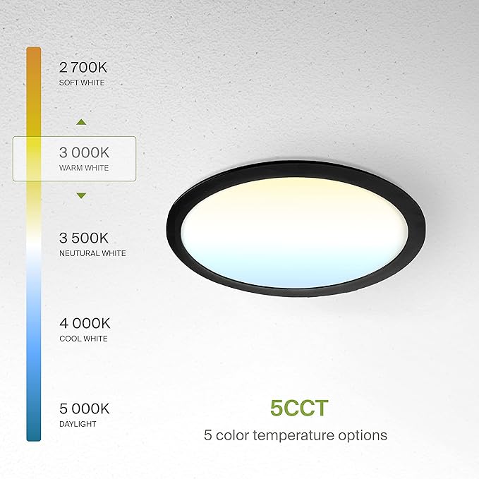 ASD 4 Pack 11/12 Inch LED Recessed Lighting 24W, 5 CCT 2700K-5000K CRI90+