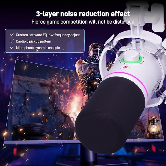 MAONO XLR/USB Dynamic Microphone Kit, RGB Podcast Mic