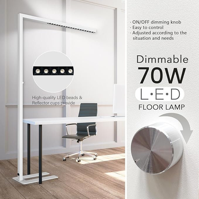 STERREN 77" LED Floor Lamp for Office, 7350LM Dimmable Eye-Care Standing...