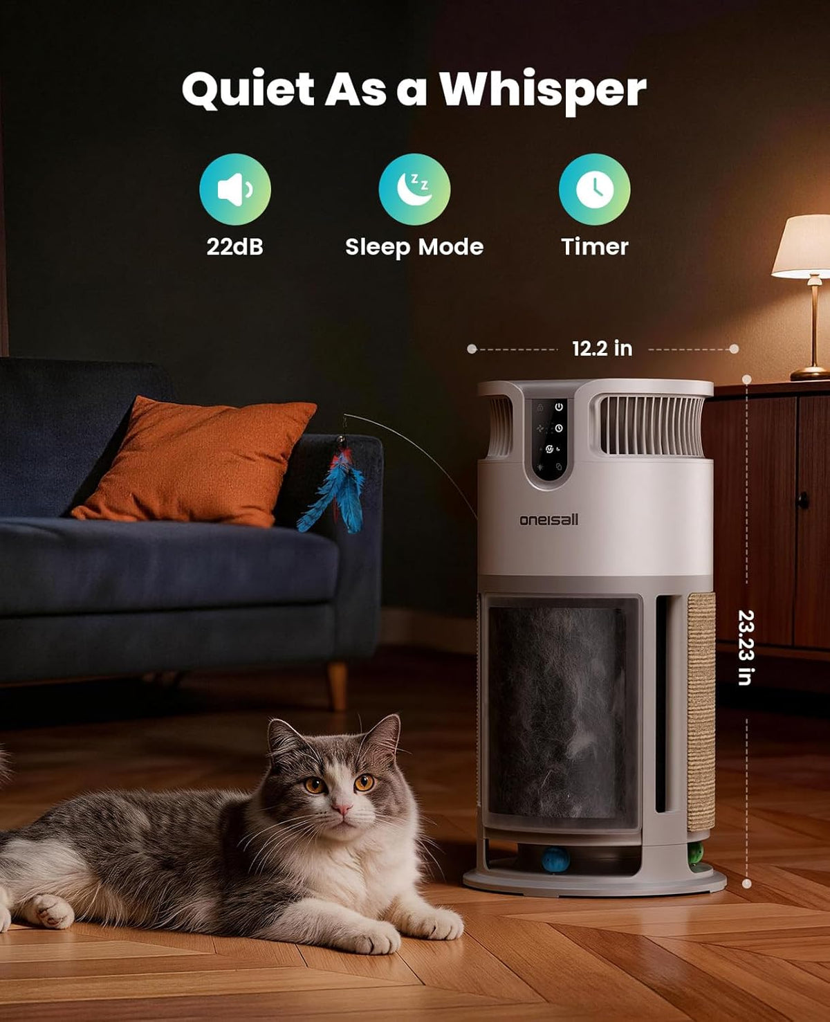 oneisall Pet Cat HEPA Air Purifier for Home Large Room,PP04
