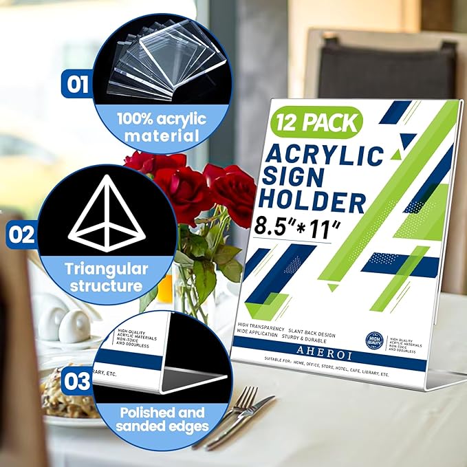Aheroi 12 PCS Acrylic Sign Display Stands