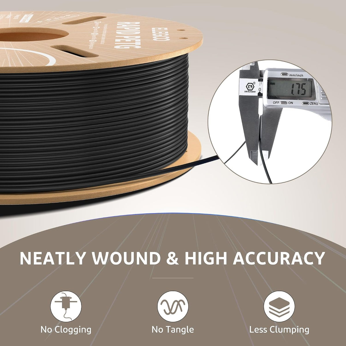 ELEGOO Rapid PETG 3D Filament Bundle 1.75mm Black/White/Blue/Red 4KG