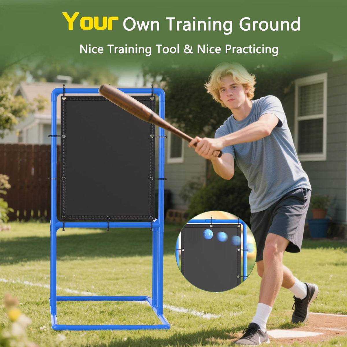 Baseball Strike Zone Target for Plastic Ball Pitching Target with Carry Bag