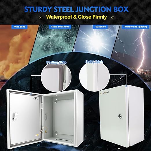 Outdoor Electrical Box, Steel Junction Box 16 x 12 x 8'', NEMA 4X Ele...