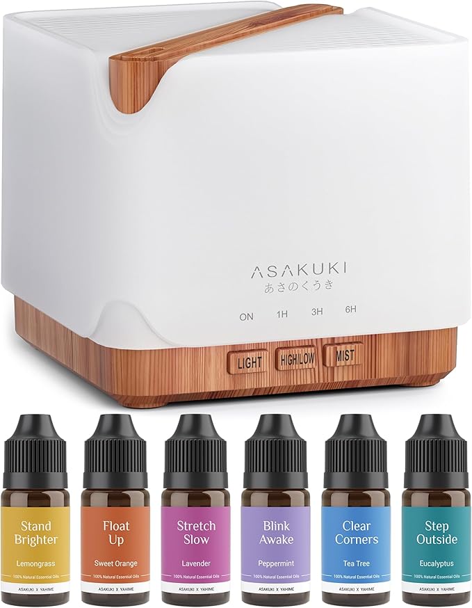 ASAKUKI Essential Oil Diffuser 700ml, Ultrasonic Aromatherapy Humidifier