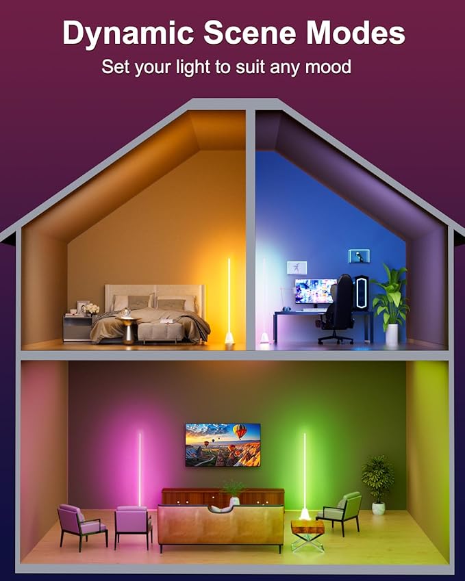 Keepsmile Smart RGB LED Corner Floor Lamp, 172 LEDs Bright Standing Lamps