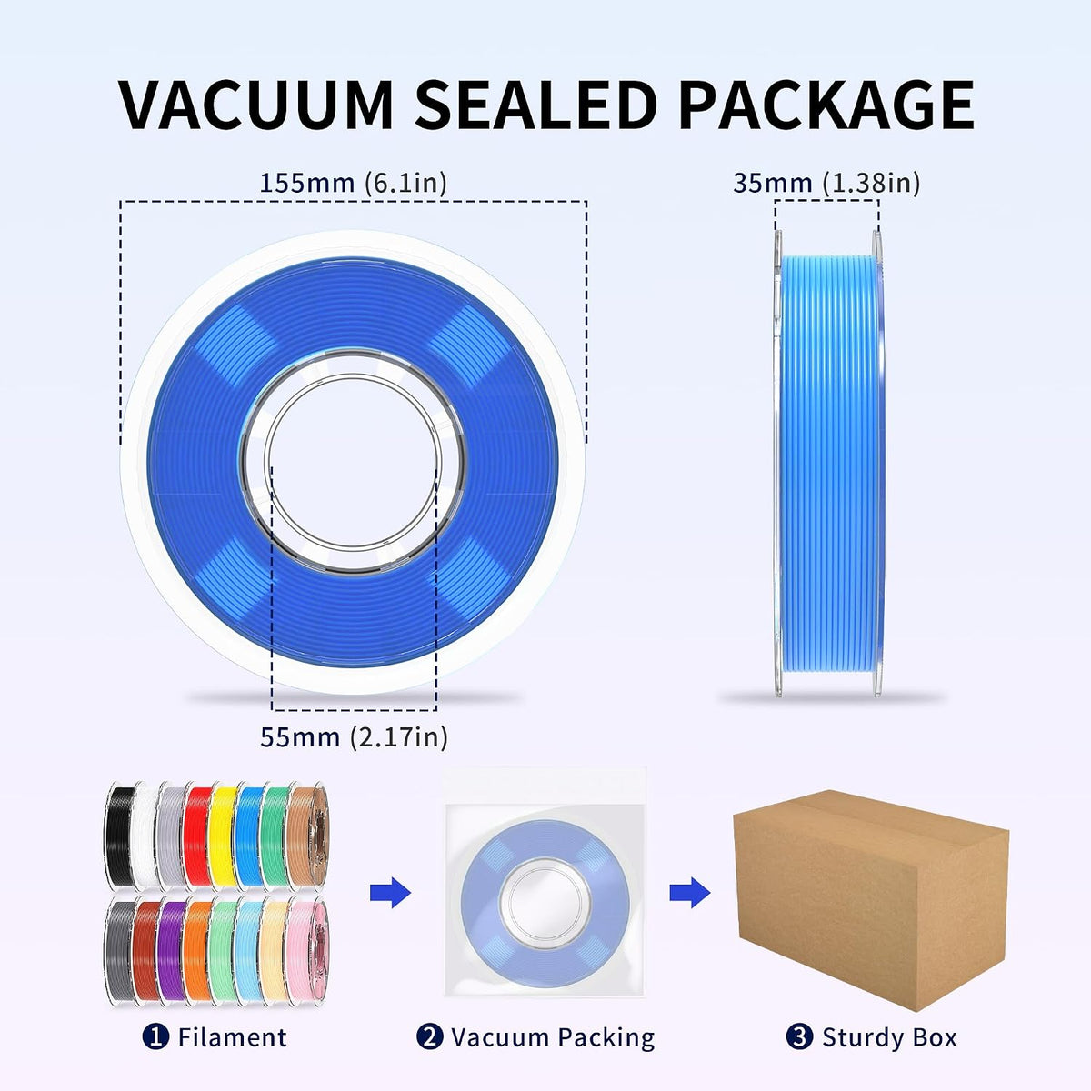 RAMBERY 200gx16 PLA+ Filament Bundle 1.75mm, 16 Colors PLA Plus 3D Printing F...