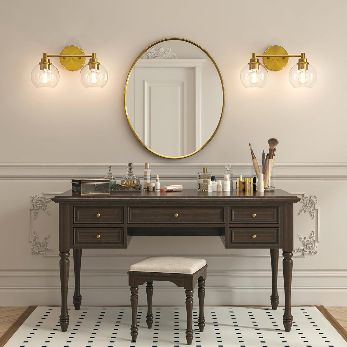 VONLUCE 2 Light Bathroom Vanity Light Fixtures, Gold Finish