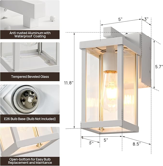 JOKAONOTL Dusk to Dawn Porch Lights (2 PC)