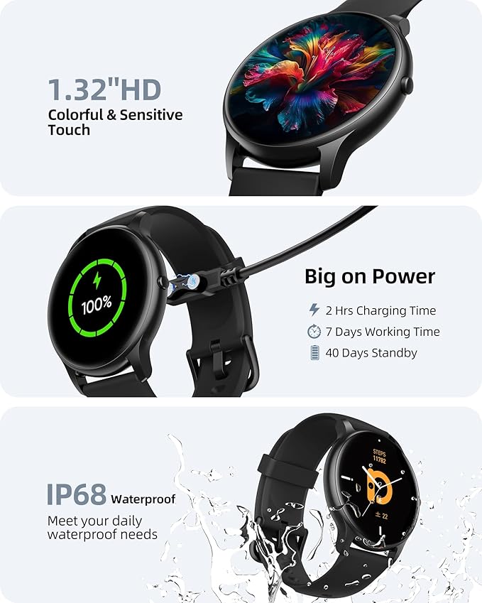 Parsonver Smart Watch for Men Women, HD Screen Fitness Tracker IP68 Waterproof