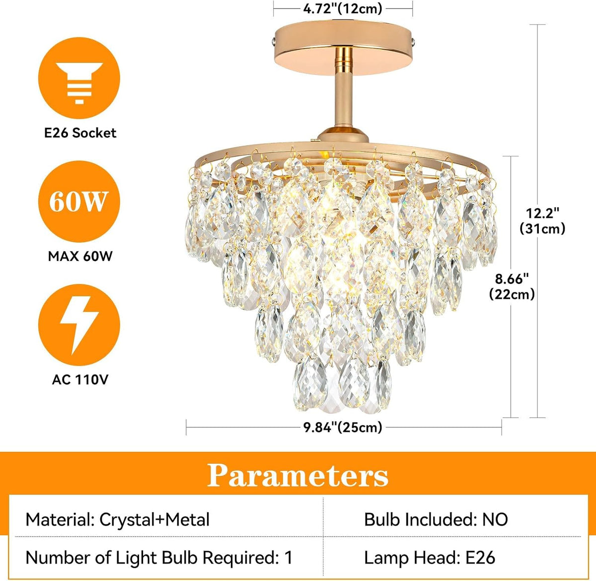 Mini Crystal Chandelier Modern Crysal Flush Mount Ceiling Light for Bedroom C...