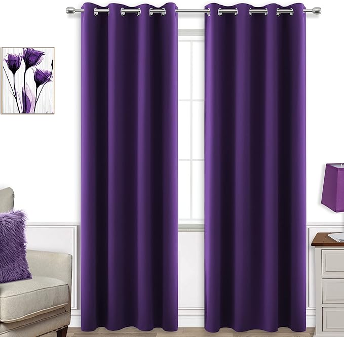 KOUFALL Purple Curtains 96 Inches Long