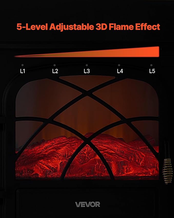 VEVOR 25.5inch Freestanding Fireplaces, 1500W 5120BTU Portable Electric