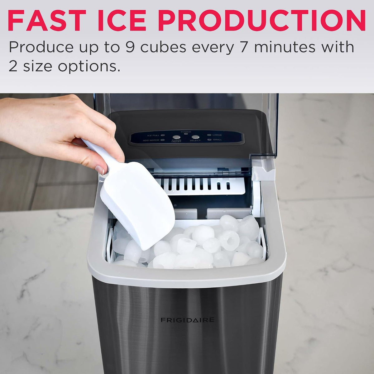 Frigidaire Countertop Portable, 26 lb per Day Bullet Ice Maker Machine