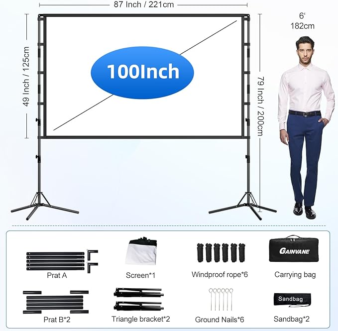 100-Inch Portable Projector Screen