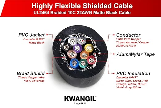 KWANGIL 12C 24AWG AMSB Shielded Cable Wire