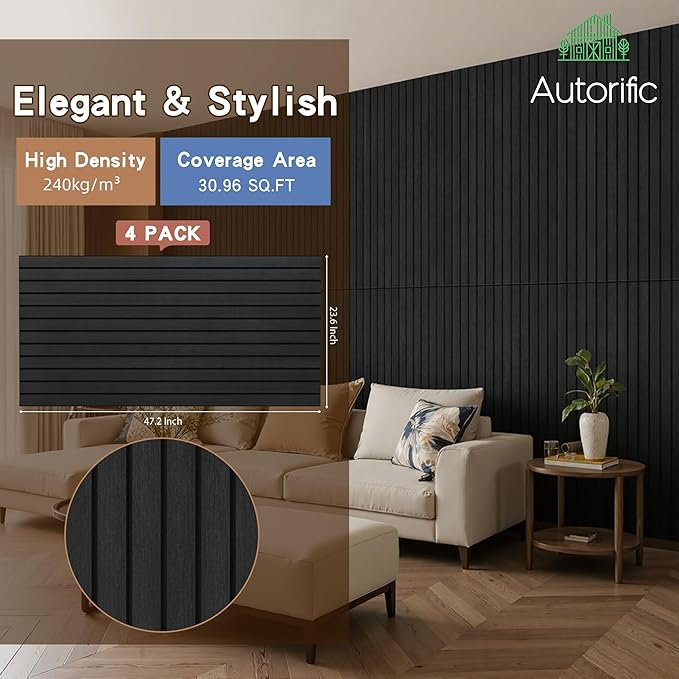 4 Pack Acoustic Panels, 47.2”x23.6” Decorative Large Acoustic Wall Panels
