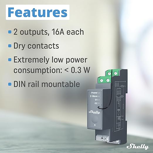 Shelly Wave Pro 2 US LR | Z-Wave Long Range 2-Channel Smart Relay Switch