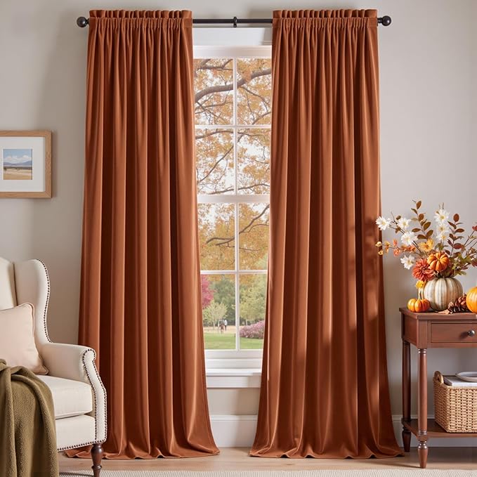 Lazzzy Velvet Blackout Curtains Thermal Insulated Room Window Drapes Super Soft