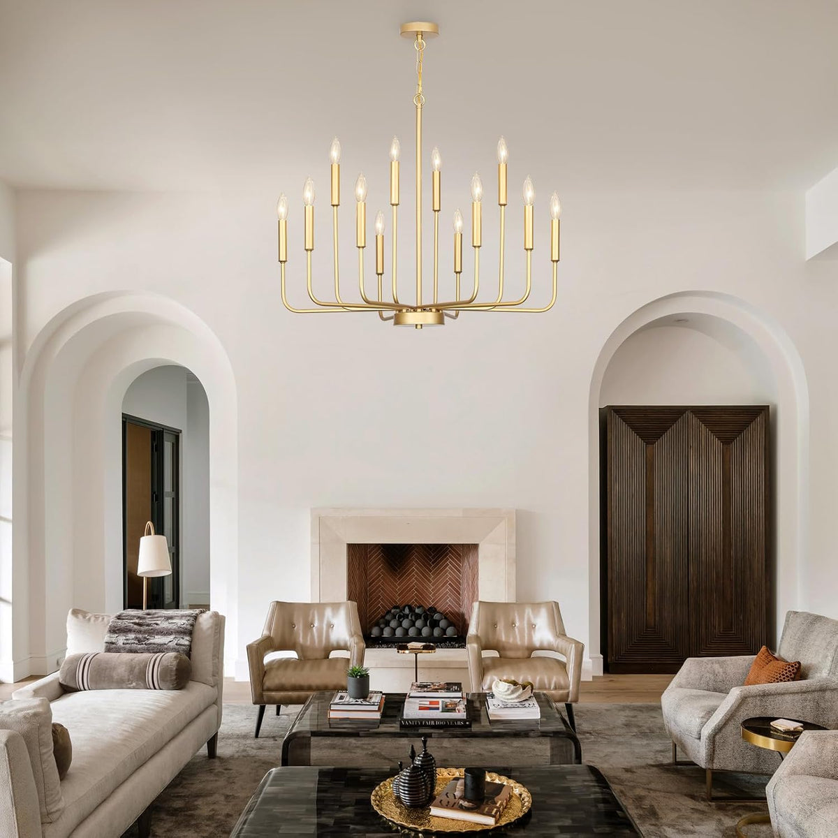 Gold Chandeliers for Dining Room Light Fixture，D32 Inch