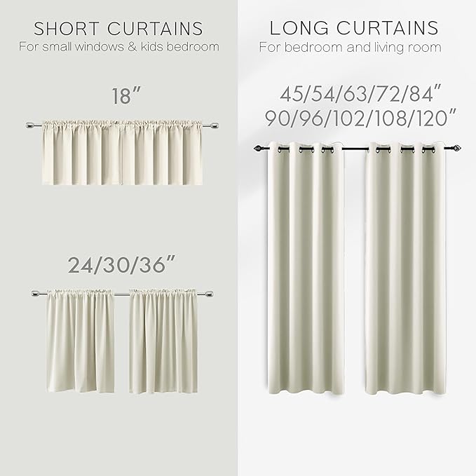 KOUFALL 90 Inch Long Curtains for Living Room 2 Panels Set, Cream Room