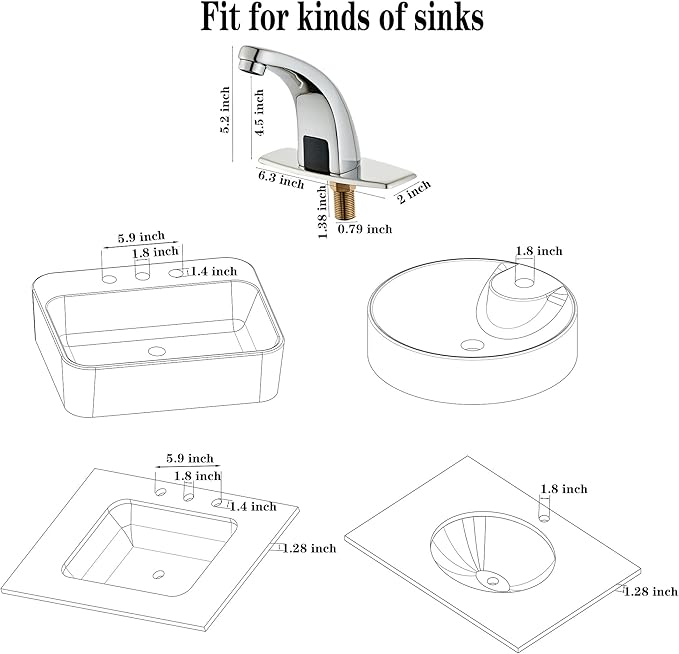 Halo Sanitary Updated H59 Brass Touchless Sensor Faucet