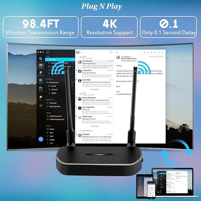 Wireless Hdmi Transmitter and Receiver 4k. One Receiver and Four Transmitter