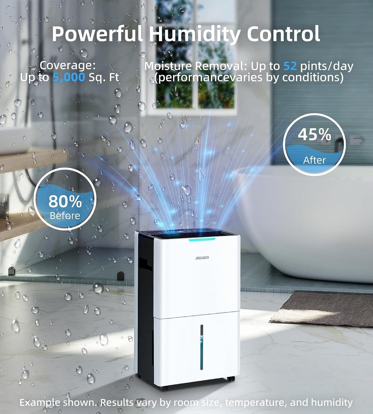 52 Pint Dehumidifier, 5000 Sq. ft Dehumidifier for Basement Large Room