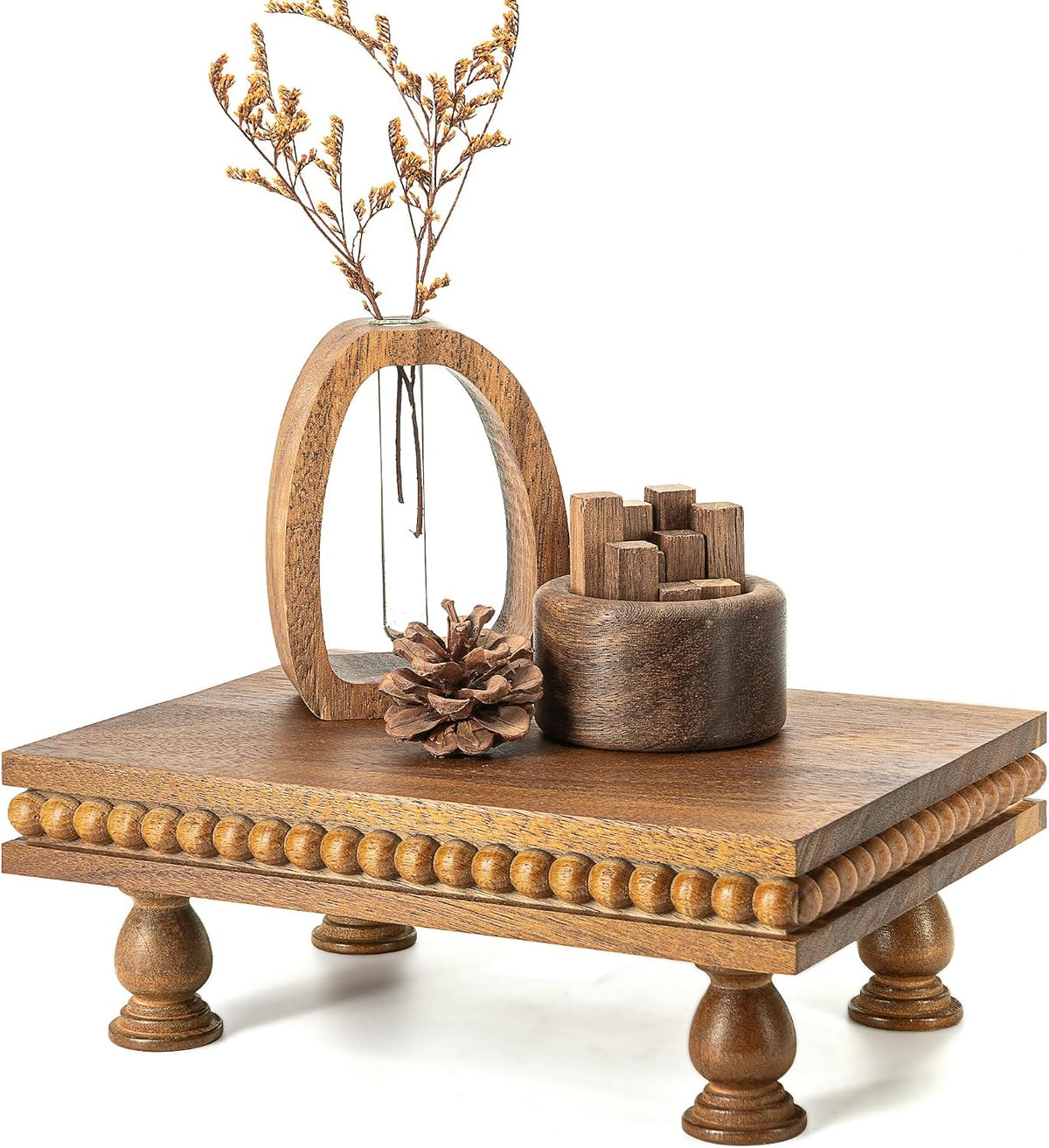 EOSAHR Acacia Wood Riser: Pedestal Stand for Bathroom Decor, Brown