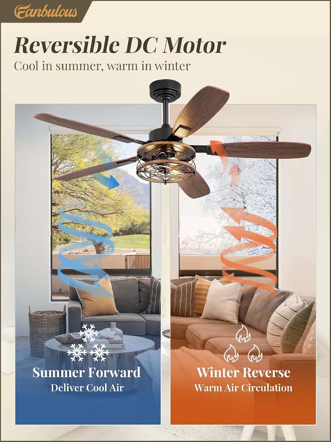 Farmhouse 52 Inch Farmhouse Ceiling Fan with Light and Remote, Black