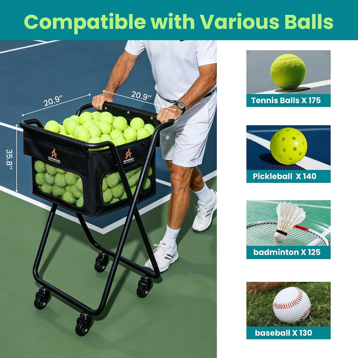 Tennis Ball Hopper for Pickup, Storage & Training