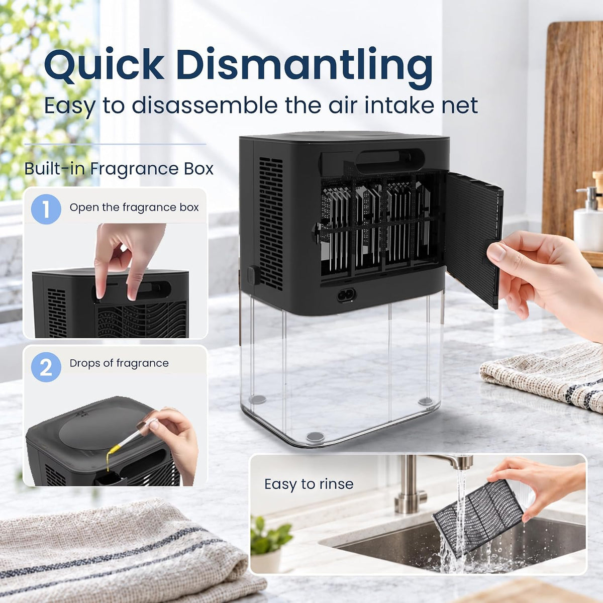 MTOX Dehumidifier for Home, 1000 Sq Ft, 3L Water Tank with Auto Shut-Off