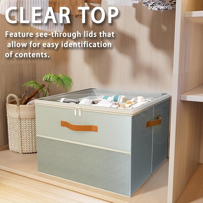 Shoe Organizer for Closet, 2 Pack Foldable Shoe Storage Organizer Box Bin