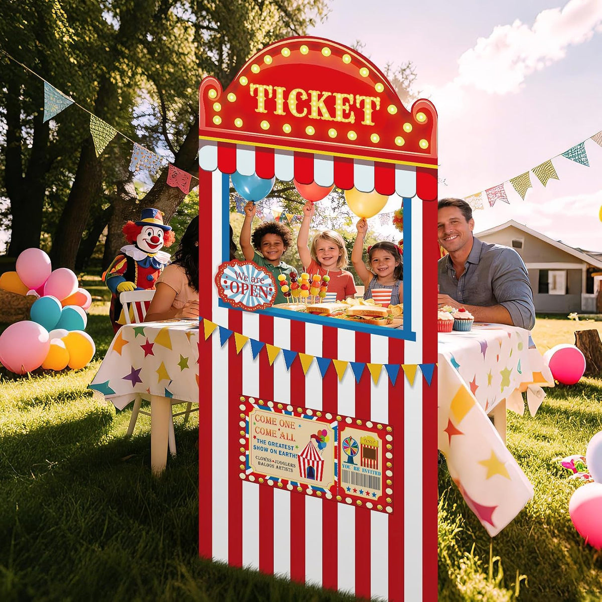 5.6Ft Carnival Ticket Booth Photo Prop Standup Halloween Decorations