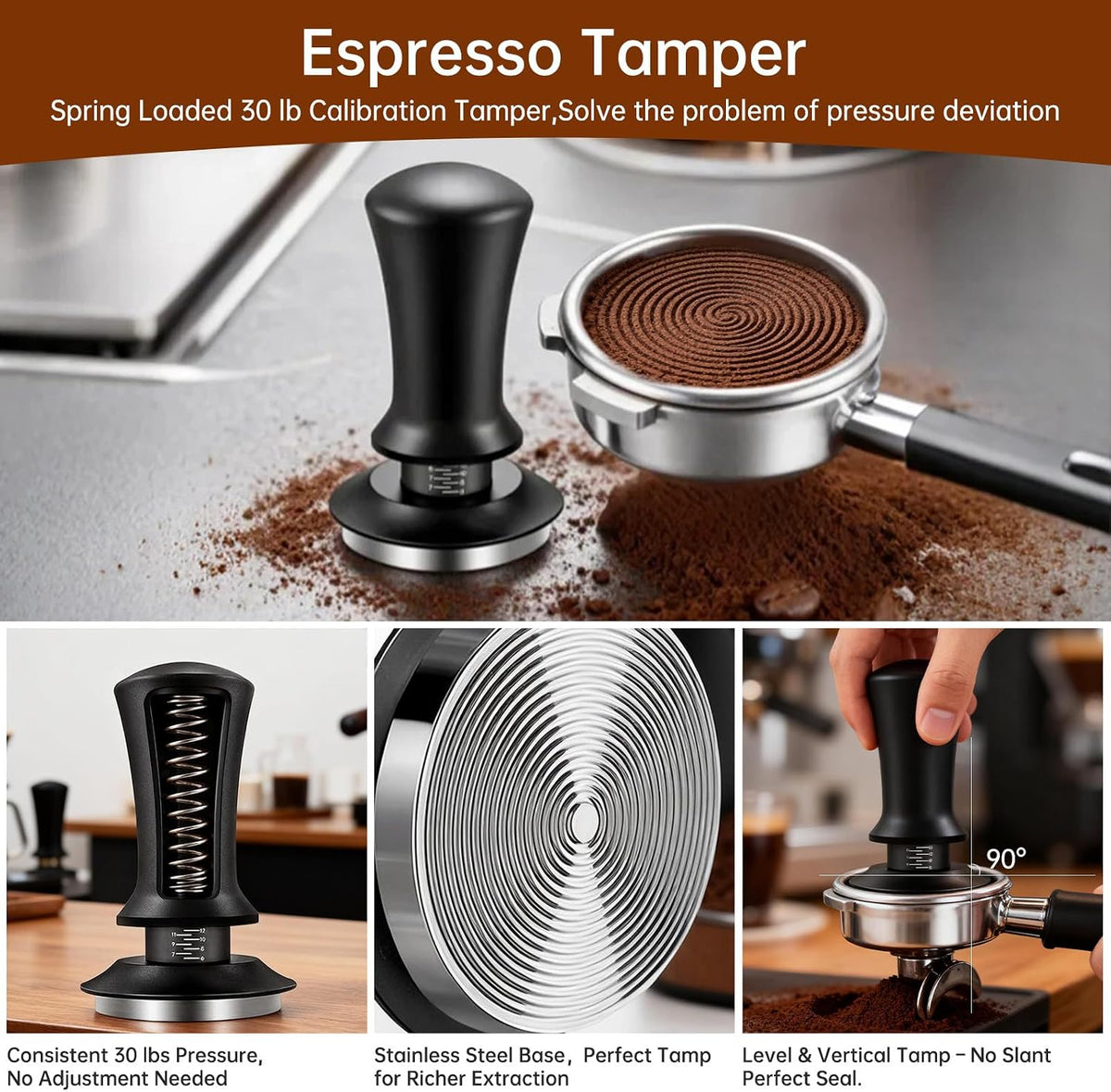 58mm Espresso Accessories Kit, 9 Pcs Espresso Tamper Tools Set