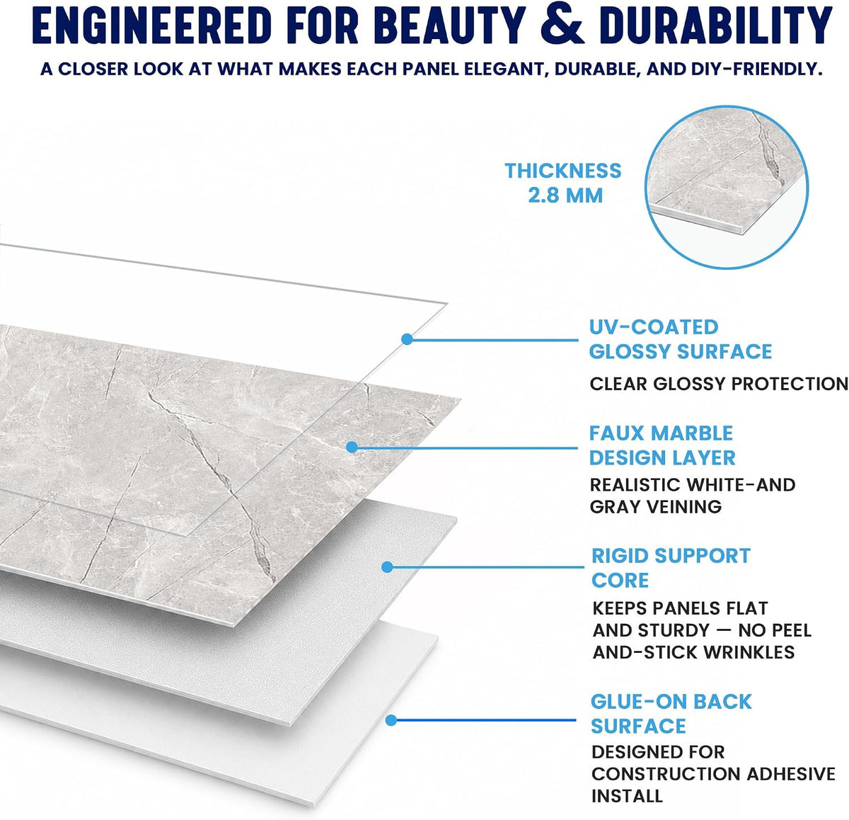 Dundee Deco Faux Marble Wall Panels - 2 ft X 4 ft - Glossy (4 Pack)