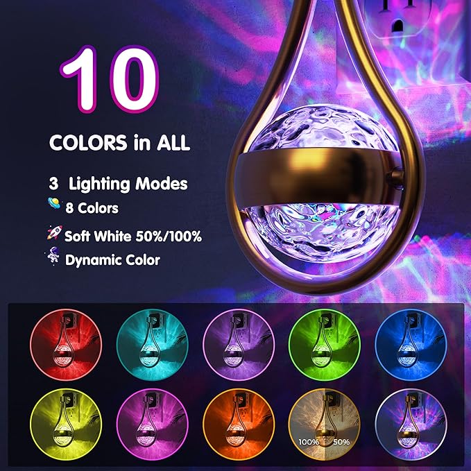 L LOHAS LED Night Lights Plug Into Wall: 2 Pack Star Projector RGB Night Light