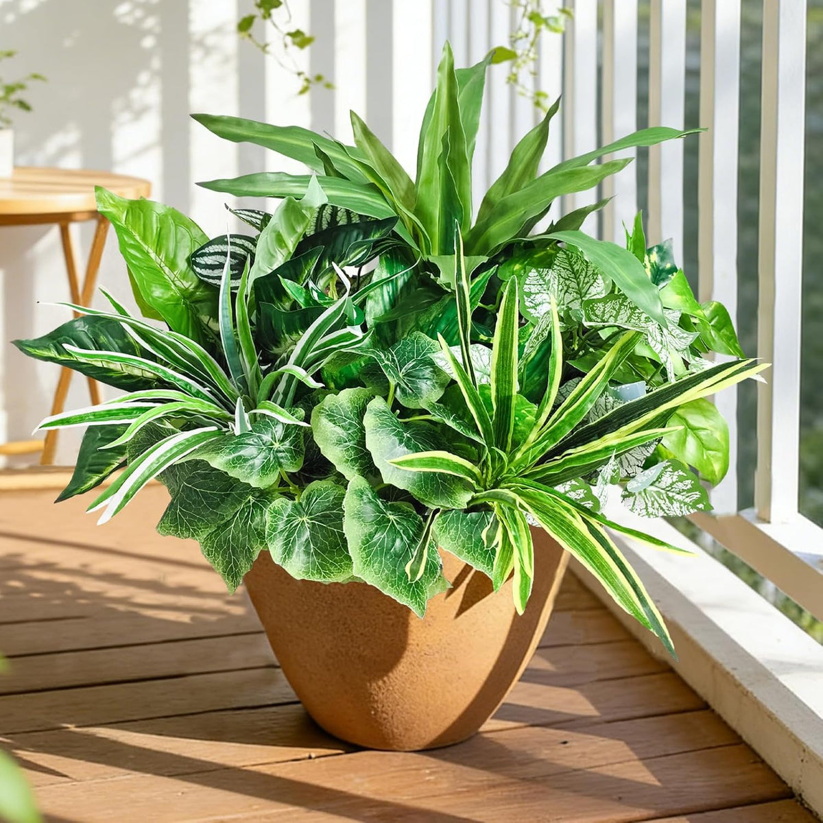 Artificial Plants for Outdoors Faux Greenery Leaves UV Resistant Fake Plant