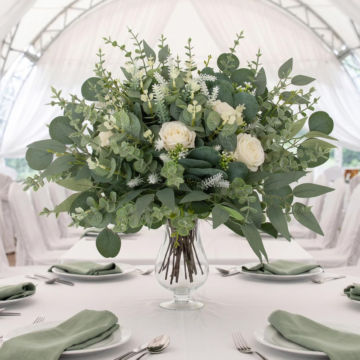 135 Pcs Artificial Eucalyptus Stems, Mixed Greenery Stems for Decor