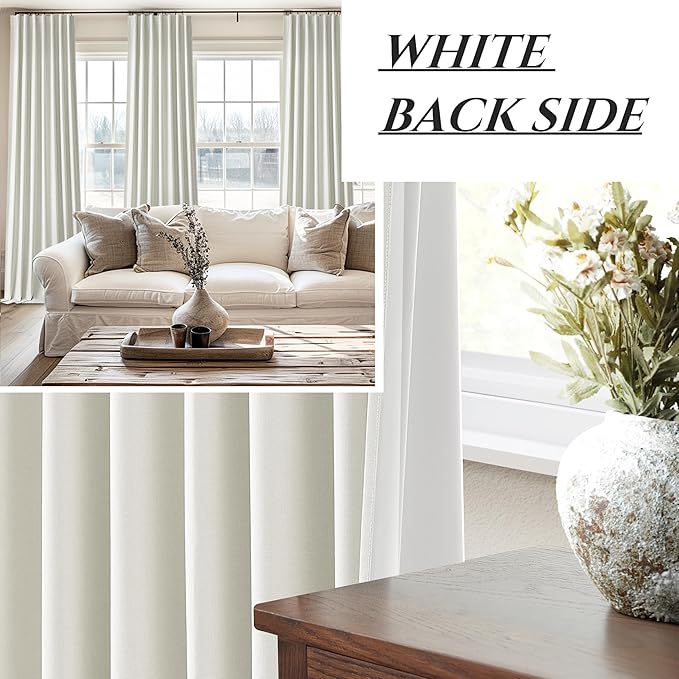 Pleated Beige Curtains 96 Inches Long 2 Panels Burg, Energy Efficient