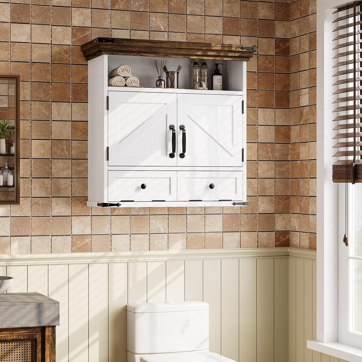 Bathroom Wall Cabinet, Farmhouse Medicine Cabinet with Door, 8.9"D x 25....